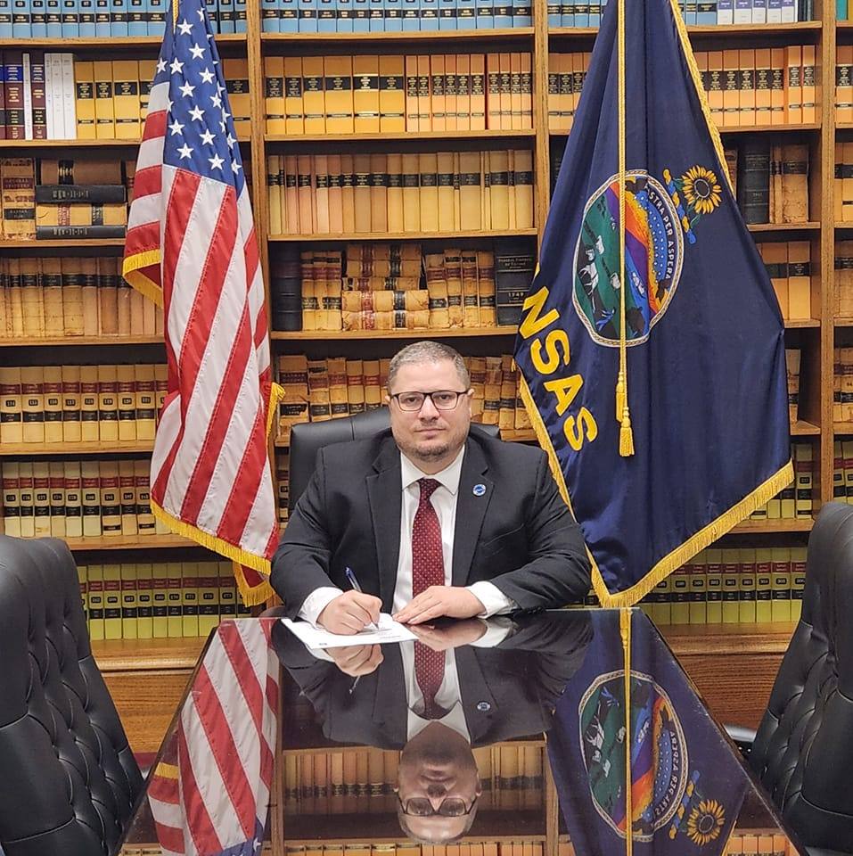 Nick Hoheisel working on legislation at the Kansas Statehouse